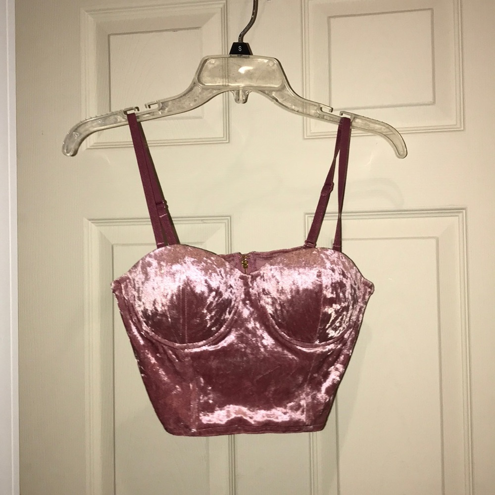 Crushed velvet bustier crop top